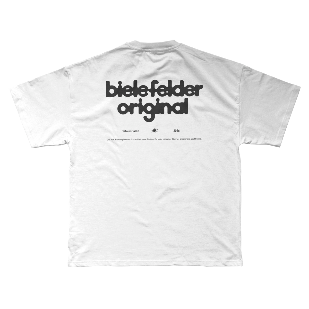 Blury Schrift - Bielefelder Original- weißes T-Shirt - Laut Forore Ostwestfalen - Streetwear Bielefeld